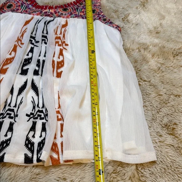 Anthropologie Embroidered Tank Top - White and Orange - Picture 9 of 10